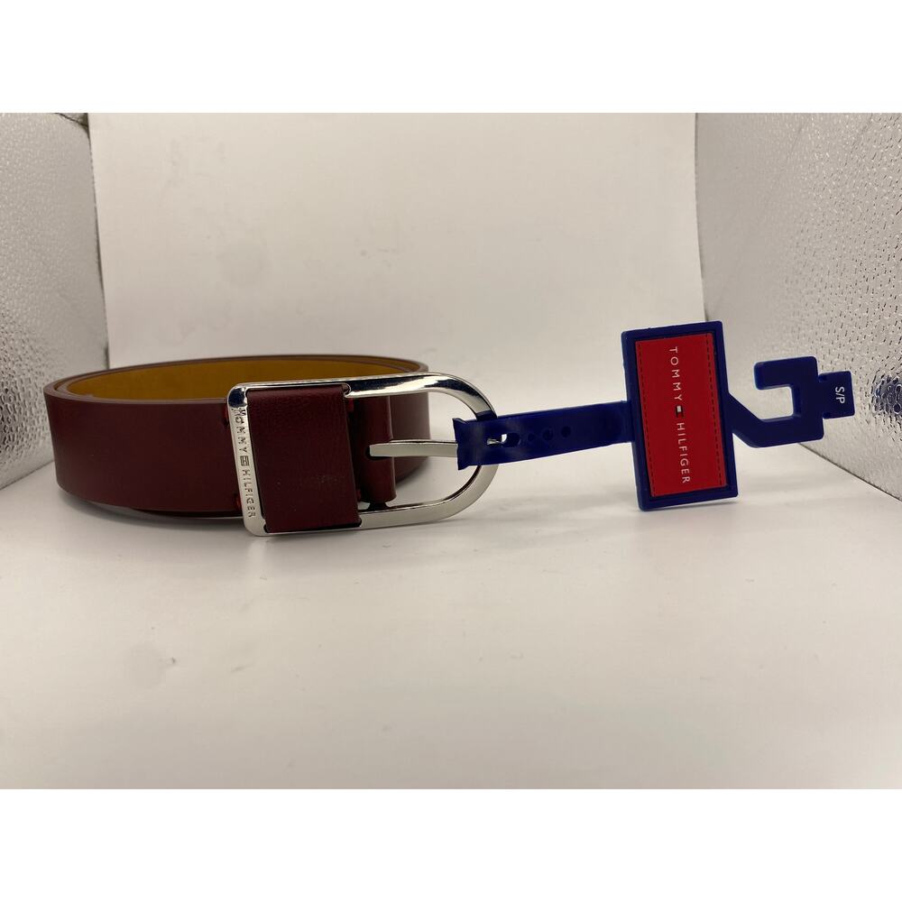 Tommy Hilfiger Women’s Burgundy Synthetic Vegan Leather Belt - Size S/P